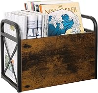YINMIT Vintage Magazine Holder Floor Rack - Sturdy Storage Basket for Books, Newspapers, Tablets, Vinyl Records (14.25x7.5x10.25")