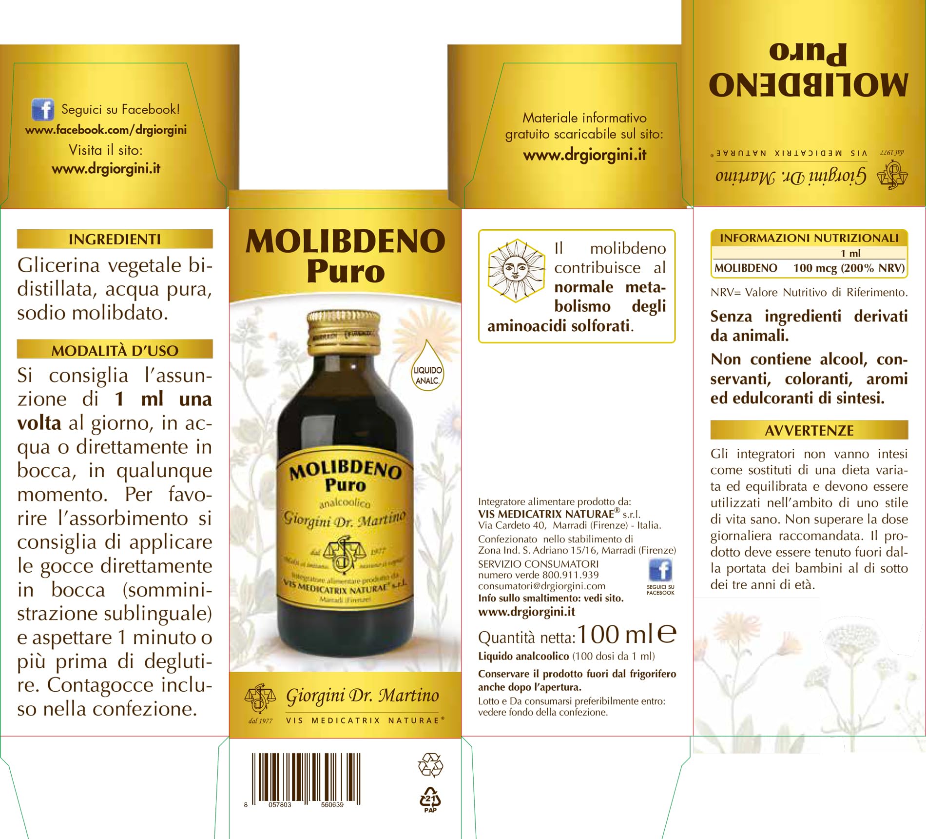 MOLIBDENO Puro liquido analcolico - 100 ml