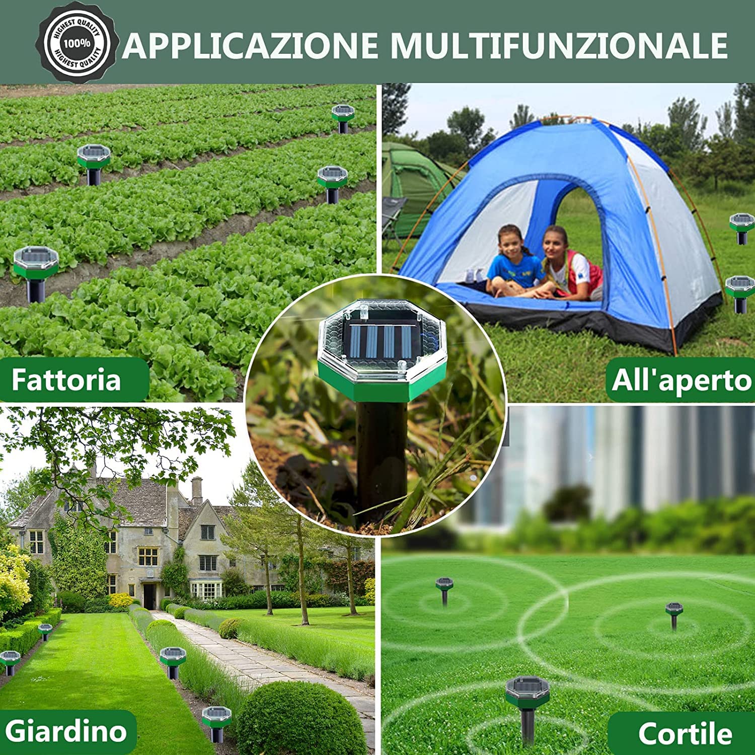 Scaccia Talpe Ultrasuoni Solare 8 Pezzi,Dissuasori per Talpe Professionali,Contro Talpe,Scaccia Talpe con Impermeabile,Respinge Le Talpe e Serpente,Gopher per Giardini e Prati