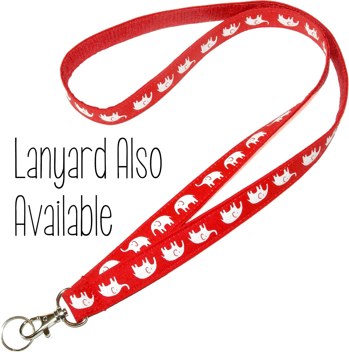 Elephants on Blue Reversible Lanyard - Elephant Neck Strap - Fabric ID Badge Holder - Key Lanyard - 3/4 x 36 Inch With Swivel Clip - Handmade (1 Lanyard)