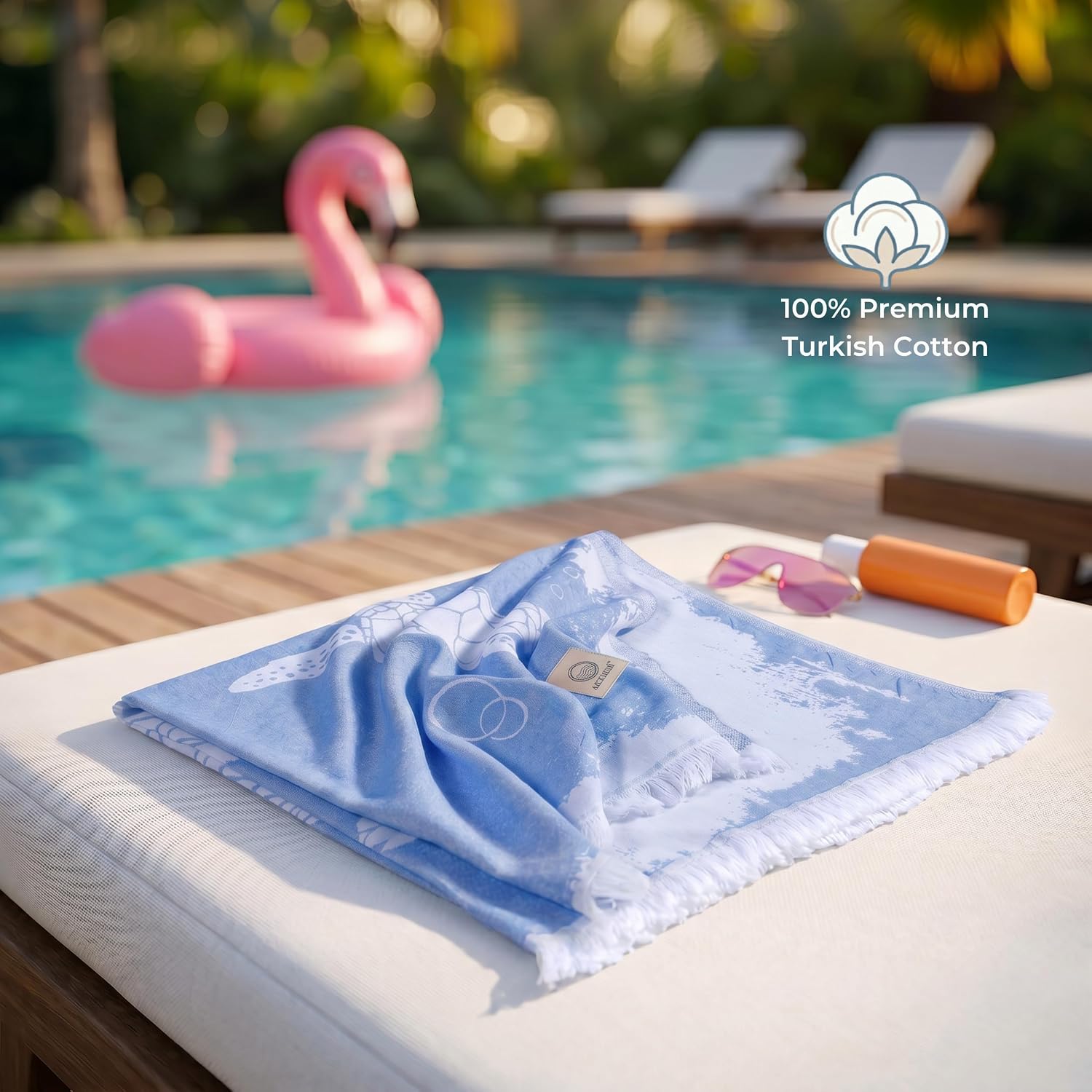 Arconiz Sea Turtle Beach Towel 36x70 Inch Oversized - Turkish Cotton Soft Absorbent Quick Dry Large Beach Blanket with Fringe, Blue Ocean Marine Pool Towel for Travel, Vacation