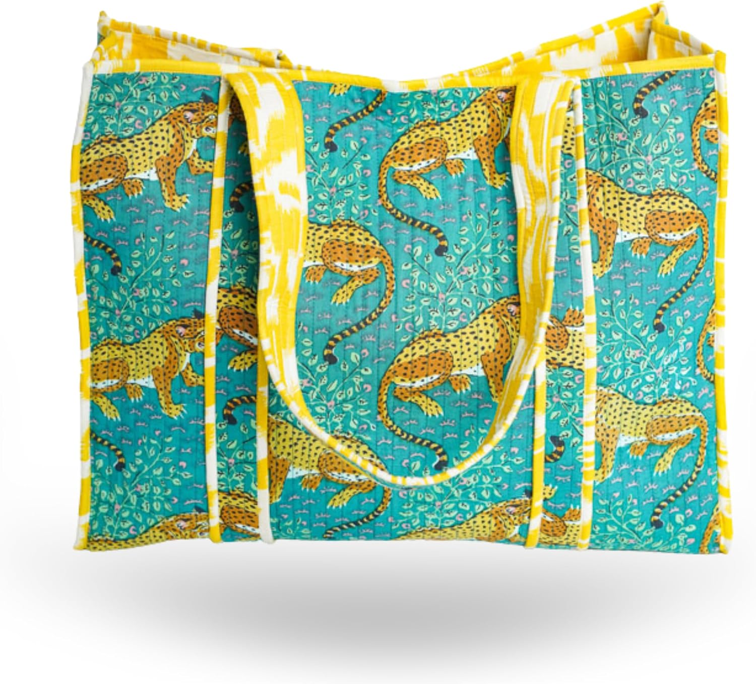 Saffron Marigold Cotton Tote Bag For Women, Handcrafted Quilted, Resusable for Travel, Shopping, Beach, Daily Use & Work