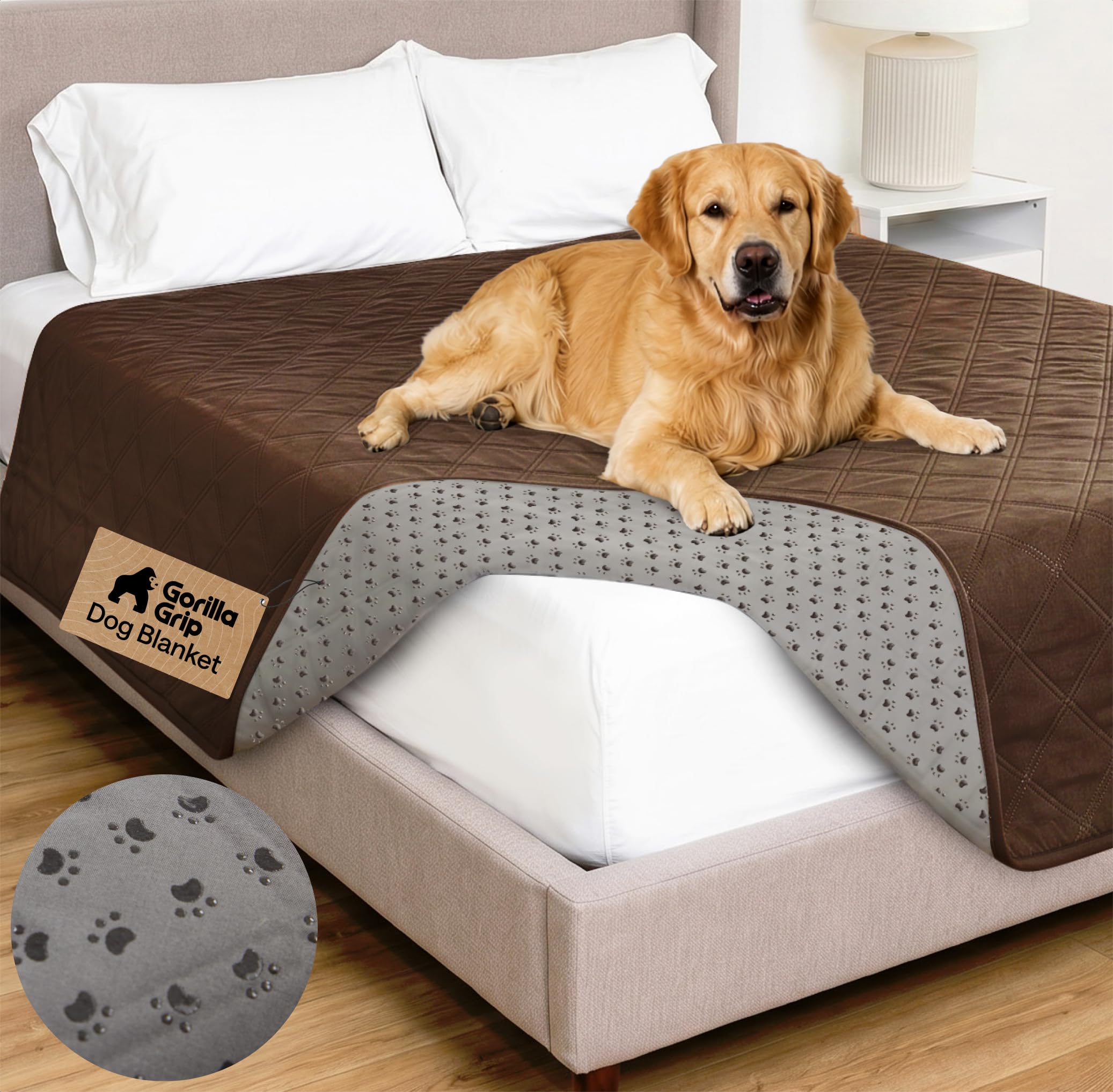GORILLA GRIP® Waterproof Dog Blanket, Couch Cover for Dogs, 82x82 Chocolate