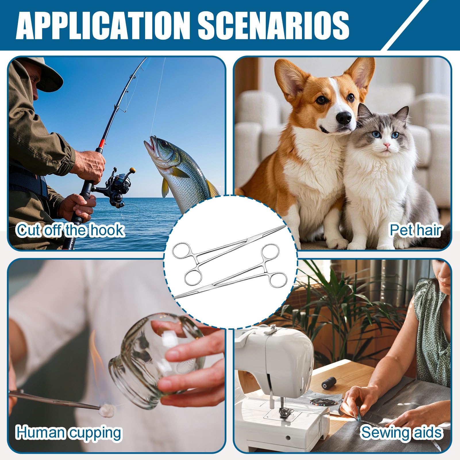 Pinzas para Perforar de Bloqueo 12,5cm Acero Inoxidable Mandíbulas Serratas para Cuidado de Mascotas Pesca Manualidades Recto