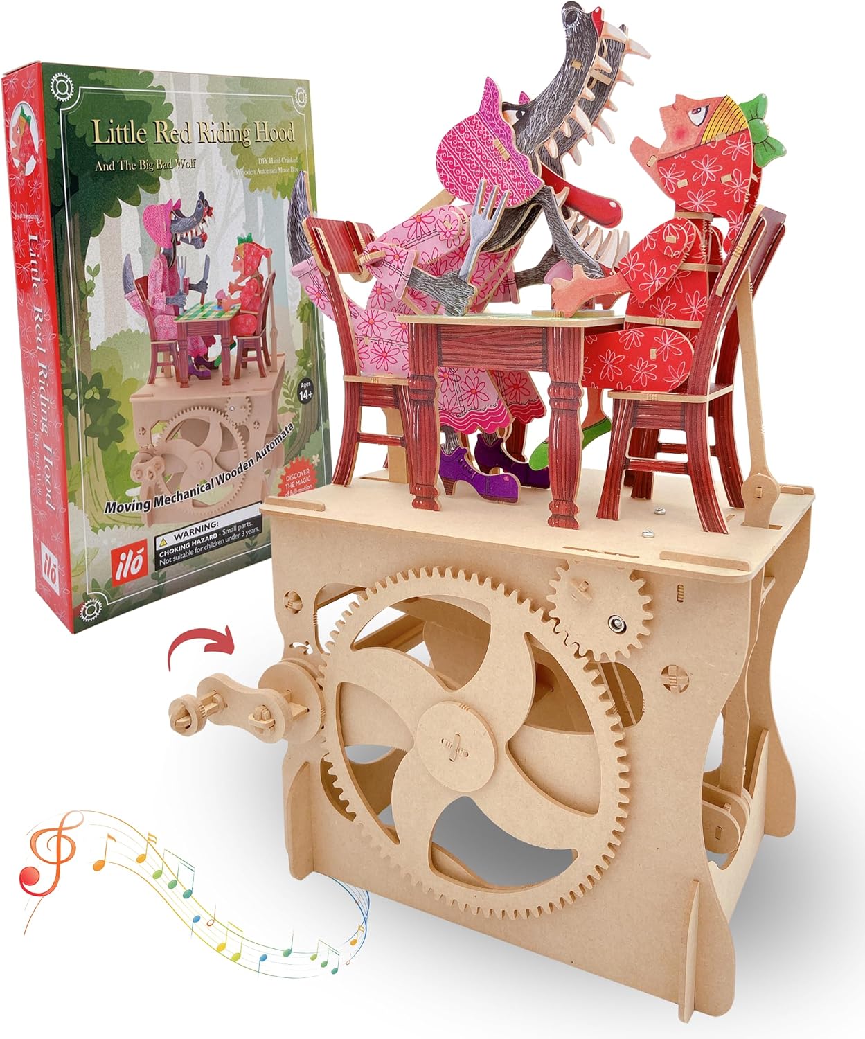 iló 3D Puzzles for Adults, DIY Mechanical Wooden Puzzle Model Kit for Teens, Building Sets for Kids 14+, STEM Toys Brainteaser, Unique Gift, Decor, Music Box Not Included, Little Red Riding Hood