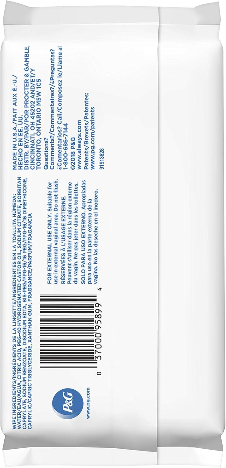 Always 32 Piece Feminine Wipes, Fresh & Clean Scent, 0.498 Pound : Health & Household