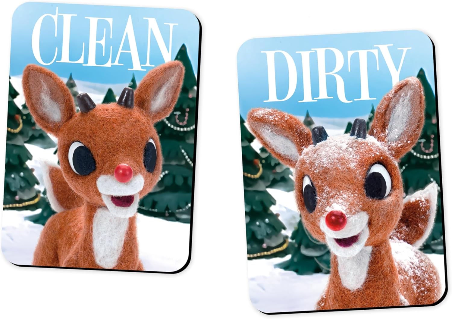 AQUARIUS Rudolph Dishwasher Magnet - Double Sided Clean Dirty Magnet Sign Indicator - Officially Licensed Rudolph Merchandise & Collectibles