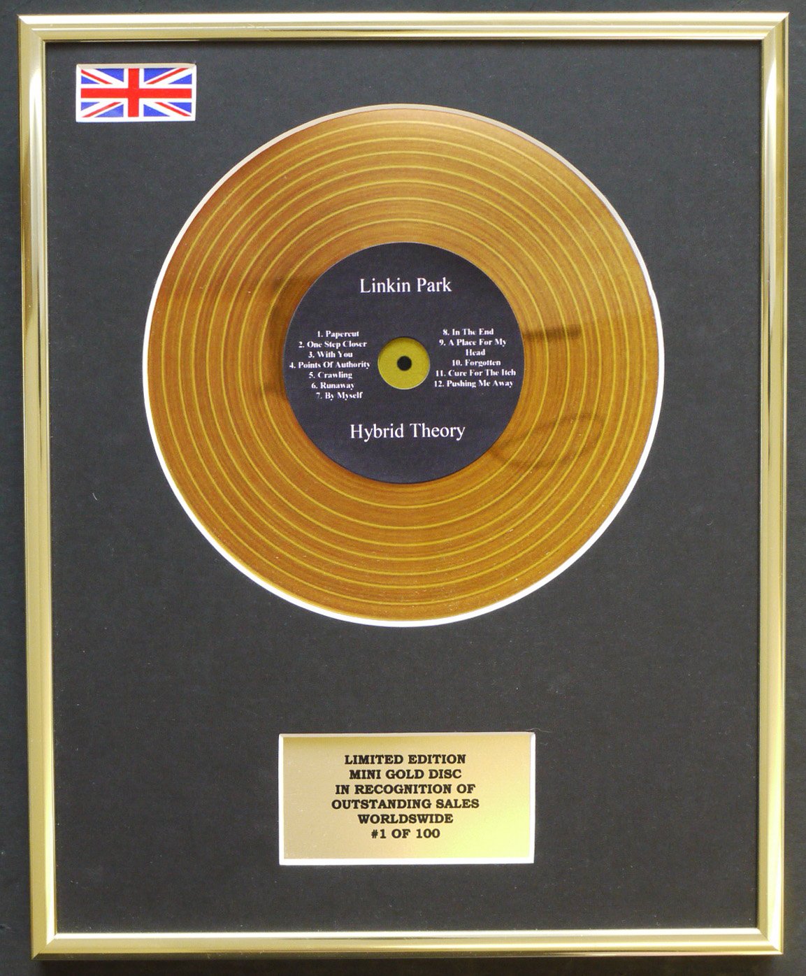 Limited Edition mini gold disc Display LINKIN PARK/MINI GOLD DISC DISPLAY/LIMITED EDITION/COA/HYBRID THEORY