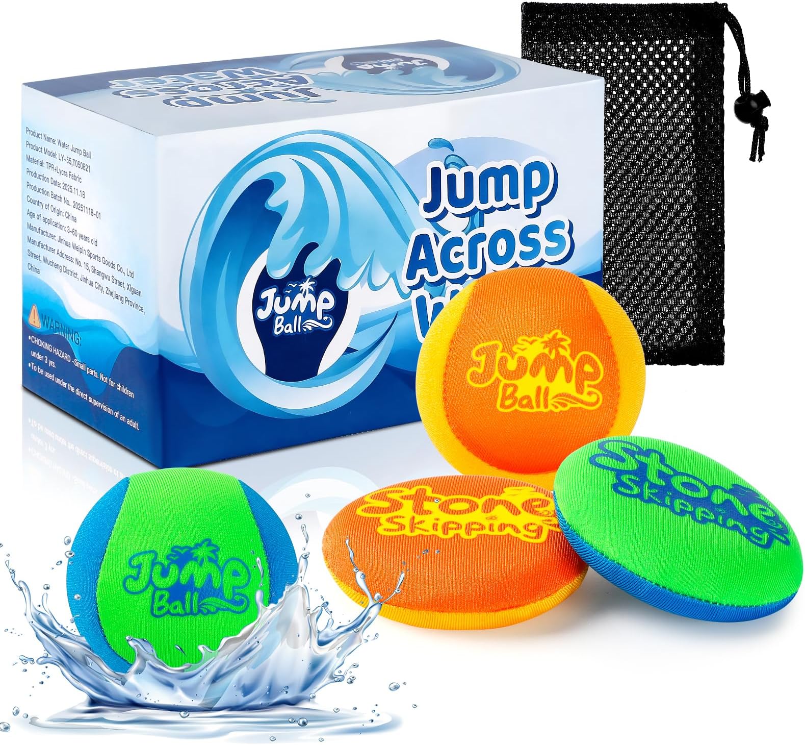 4Pcs Water Skipping Balls Set – Fun Pool Toys for Kids All Ages – Water Bouncing Skip Ball Toy for Boys & Girls – Best Games Gifts with Your Friends & Family at the Beach, Lake or Pool