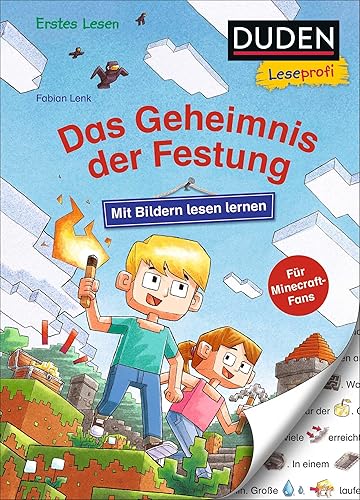Duden Leseprofi – Mit Bildern lesen lernen: Das Geheimnis der Festung: Kinderbuch zum Lesenlernen ab 4 Jahren. Für Minecraft-Fans