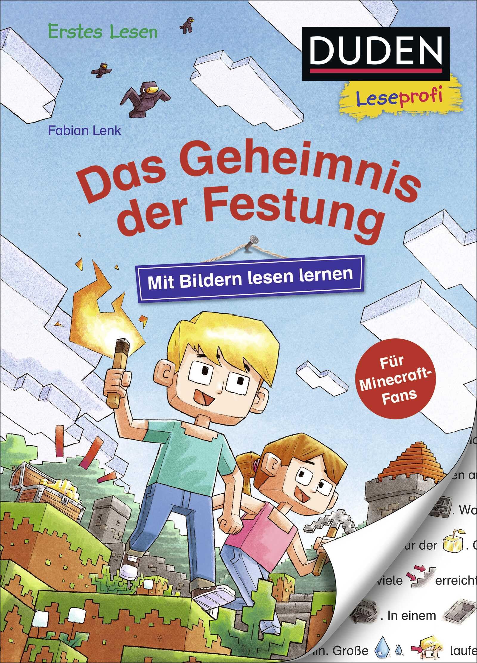 Duden Leseprofi - Mit Bildern lesen lernen: Das Geheimnis der Festung: Kinderbuch zum Lesenlernen ab 4 Jahren. Für Minecraft-Fans