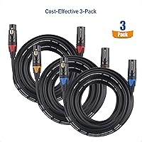 Vista 2 de Cable Matters Paquete de 3 cables XLR blindados de alta calidad codificados por colores, cable de micrófono XLR de cobre sin oxígeno (OFC) macho a