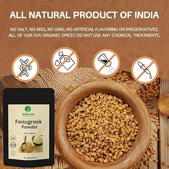 Oranic Herb Fenugreek Powder | 100% Pure & Natural | Methi Dana Powder | Gluten-Free | Trigonella Foenum-Graecum | Product of India | Vegan | Resealable Bags