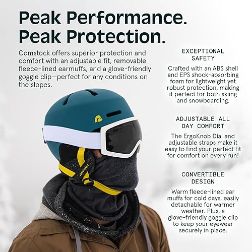 Miniatura 3 de Retrospec Comstock - Casco de esquí Casco de snowboard para adultos y jóvenes Casco de nieve de ajuste ajustable con carcasa protectora y