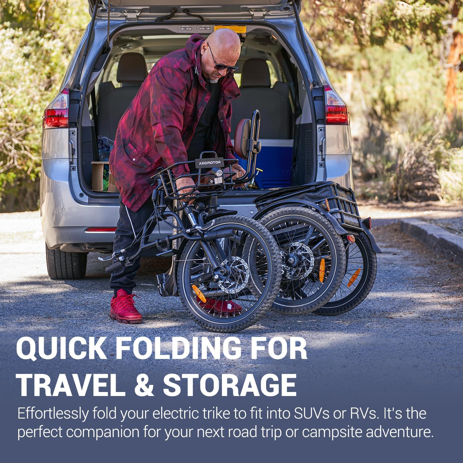 ADDMOTOR CITYTRI Electric Tricycle for Adults, 750W 90MI 20AH UL2849 Etrike, Folding Electric Trike, 48V 3-Wheel Electric Trike for Seniors, Parking Brake, Rear Motor Differential