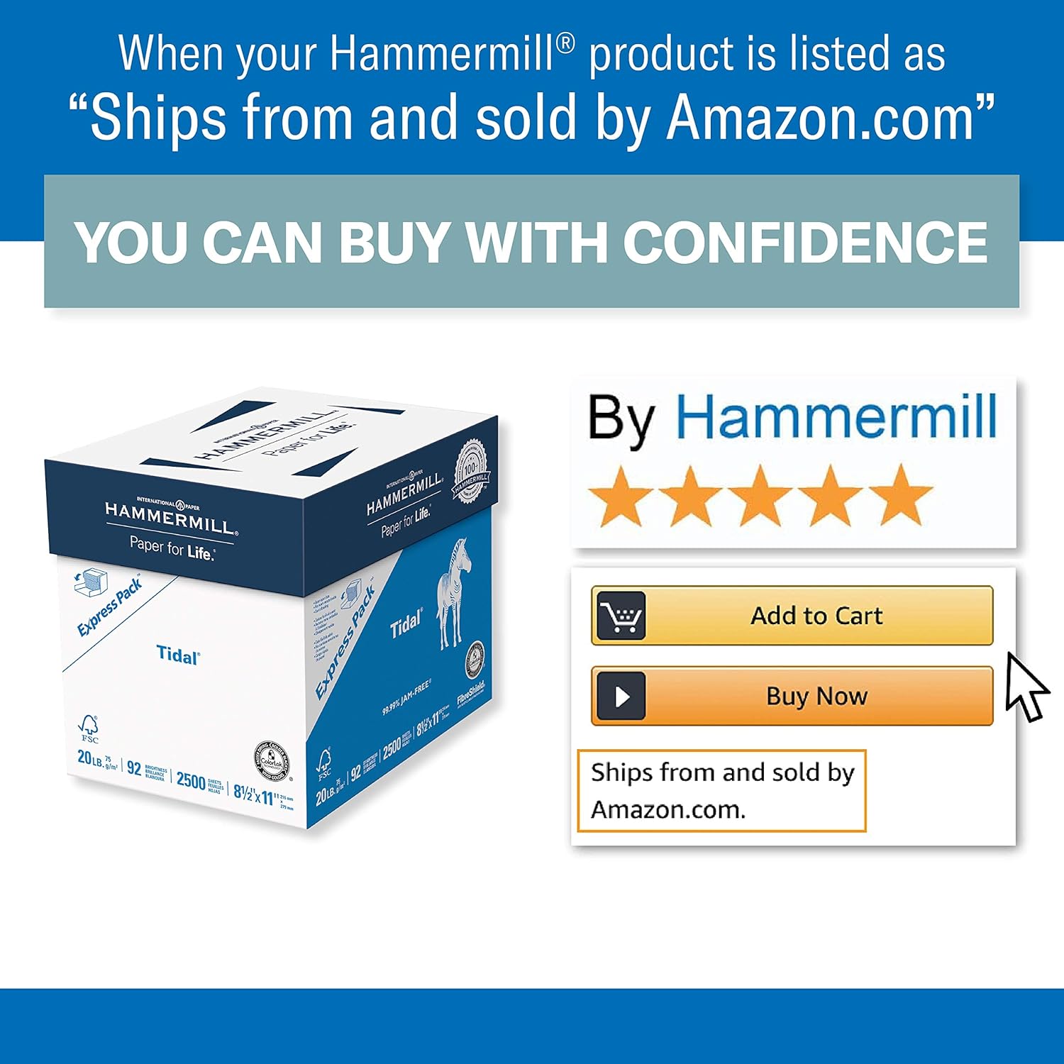 Hammermill Printer Paper, Tidal 20 lb Copy Paper, 8.5 x 11 - Express Pack (2,500 Sheets) - 92 Bright, Made in the USA, 163120C : Everything Else