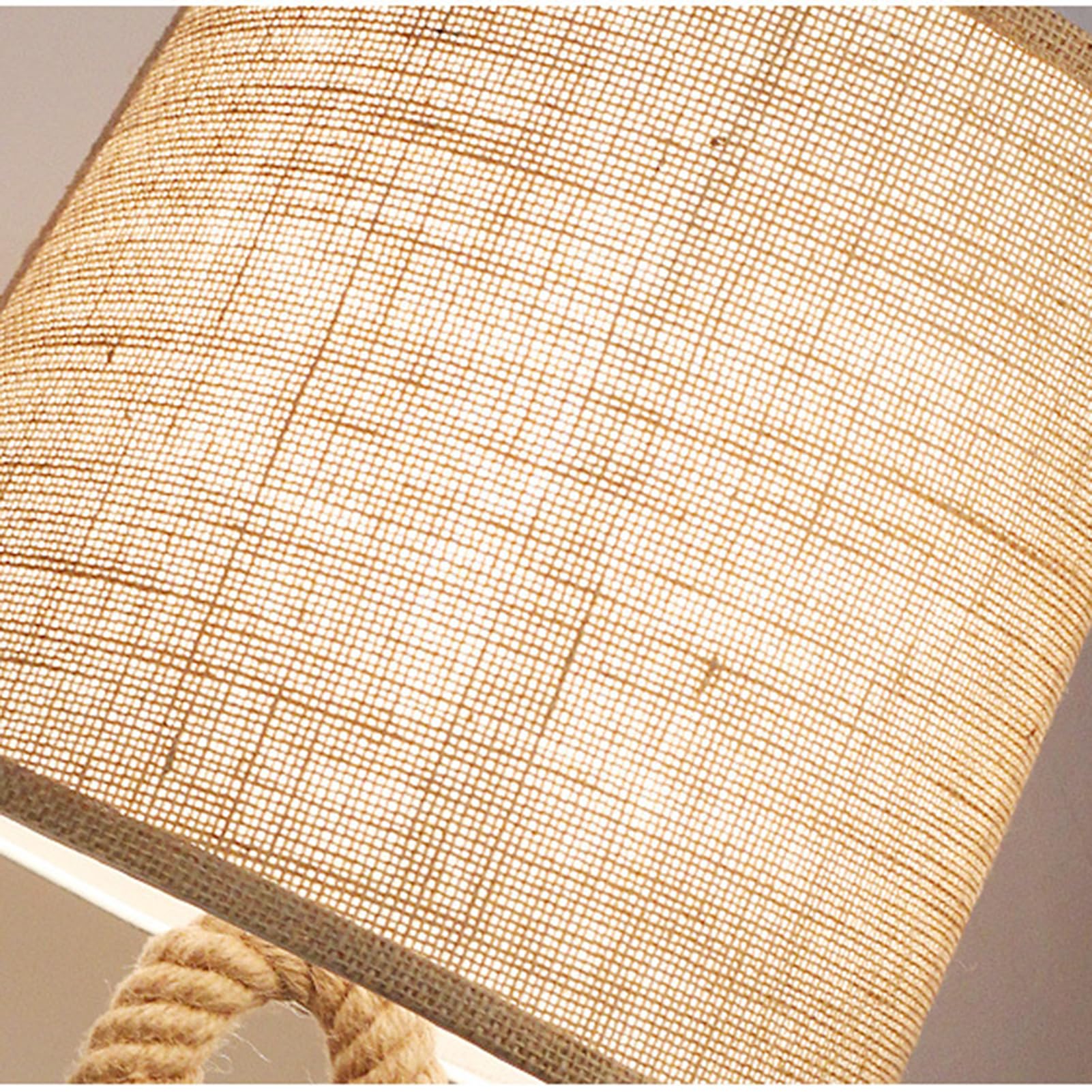Lámpara De Mesa De Cuerda, Lámpara De Mesita De Noche De 57cm Estilo Náutico Para Dormitorio O Estudio, Pantalla De Lino, Lámpara Decorativa De Cuerda Anudada Estilo Boho Para Salón, Escritorio, E27