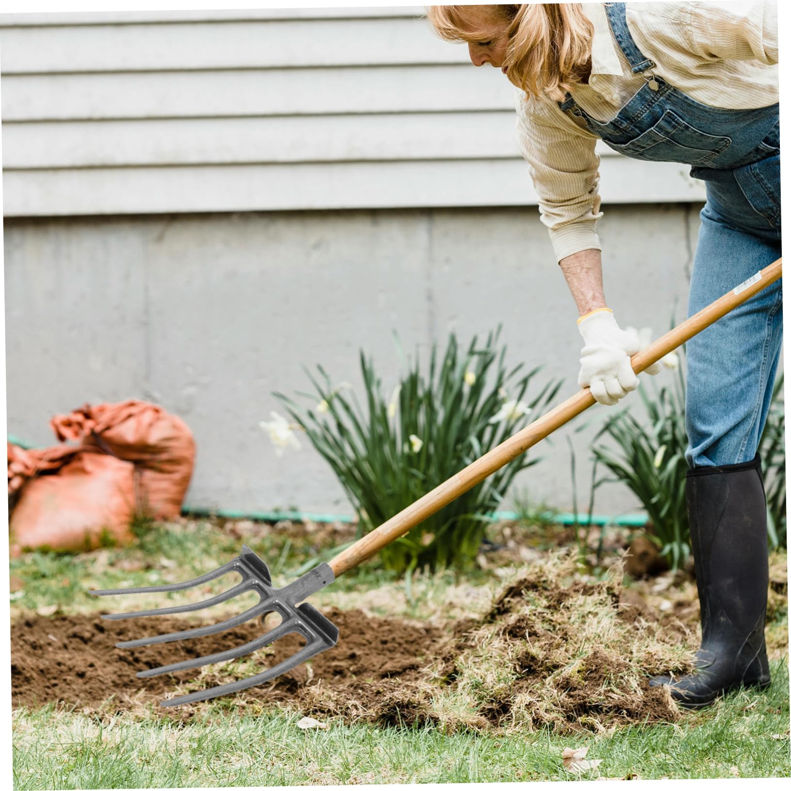 SOIMISS Forca Agricola in Acciaio a 5 Denti Per Giardinaggio e Preparazione Terreno, Testa Di Ricambio Robusta Per Allentare e Rivoltare Suolo, Utensile Manuale Per Orto e Azienda Agricola
