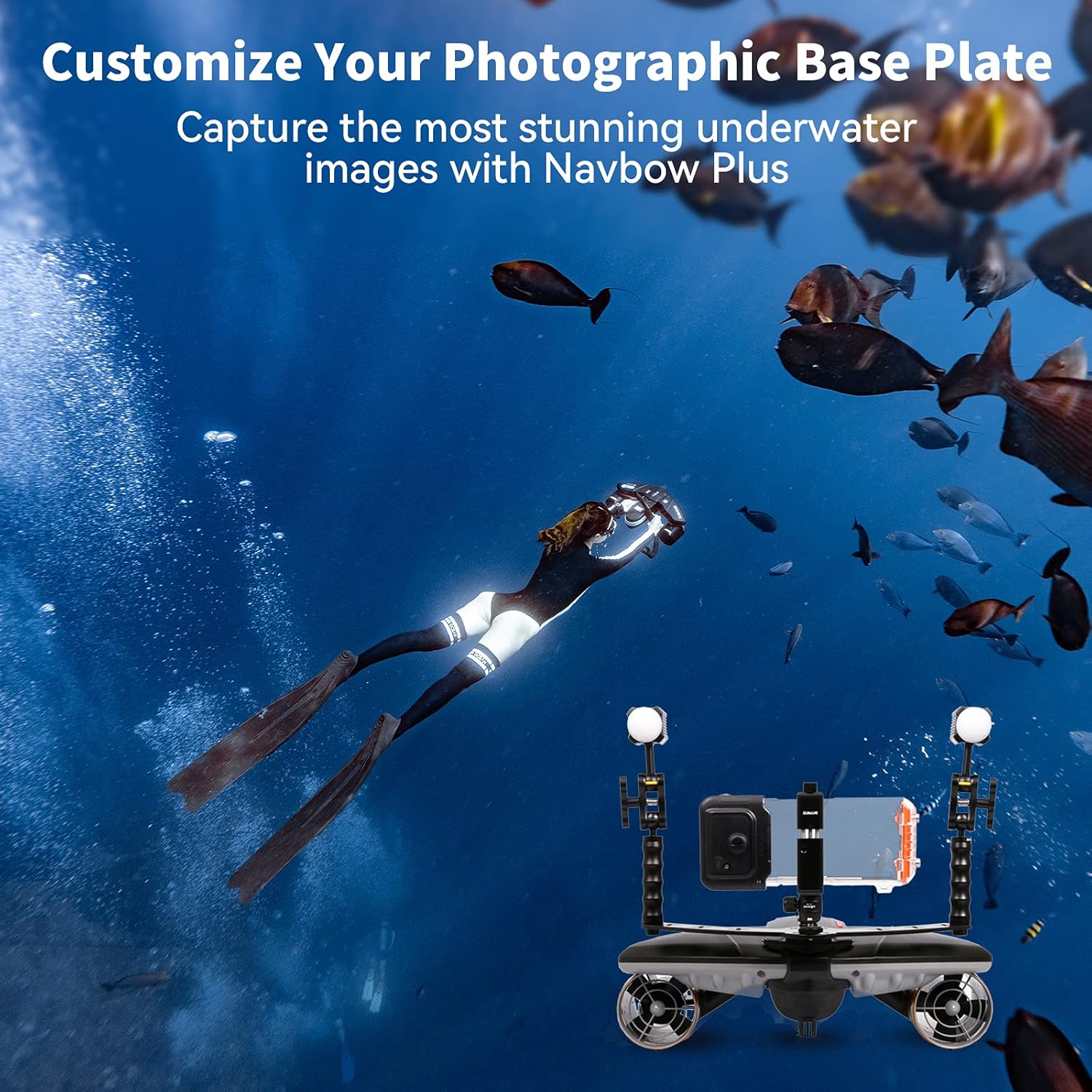 Navbow Plus Smart Underwater Scooter with depth indicator, temperature sensor, compass, camera support, waterproof 40 m for diving and snorkeling and adventures at sea 7 81dFdgLOpBL. AC SL1500