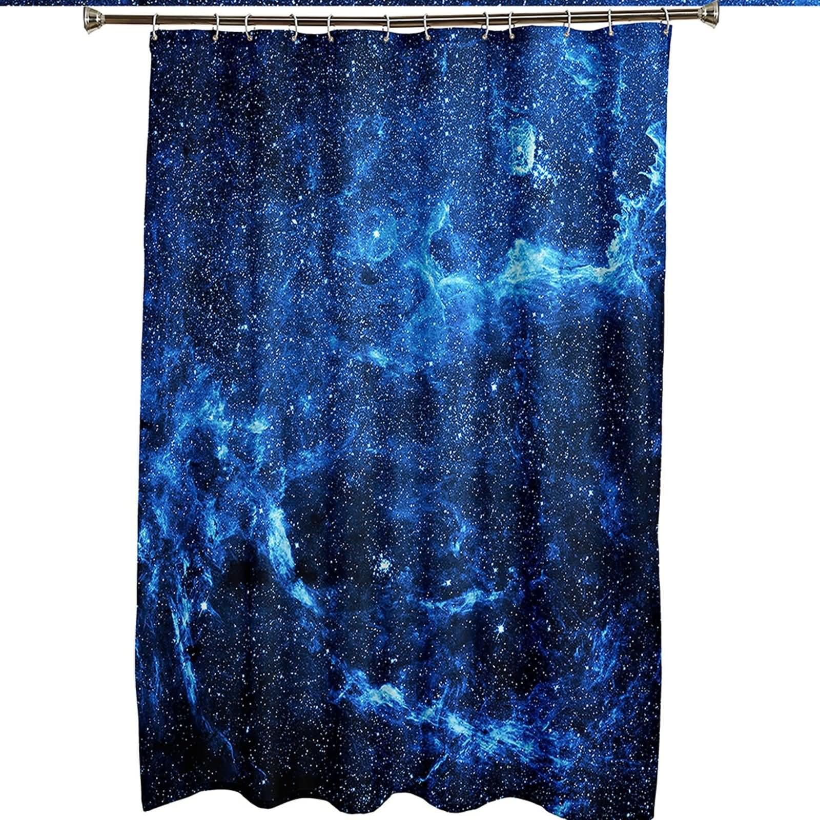 Cortinas de ducha frescas, cortina de ducha impresa hermosa galaxias azul poliéster 66 x 80 pulgadas