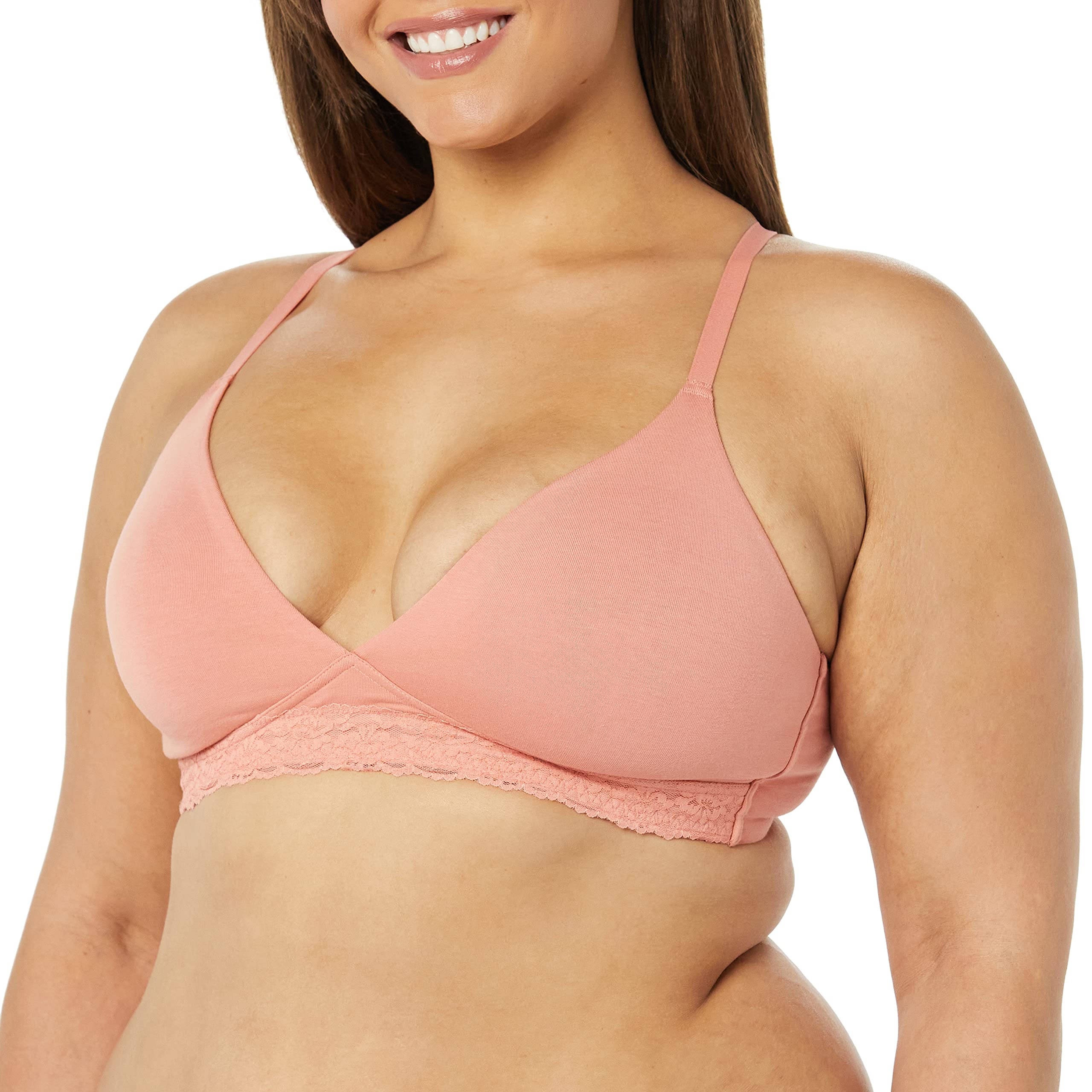 Amazon Essentials Bralette Sfoderata in Cotone e Pizzo Donna