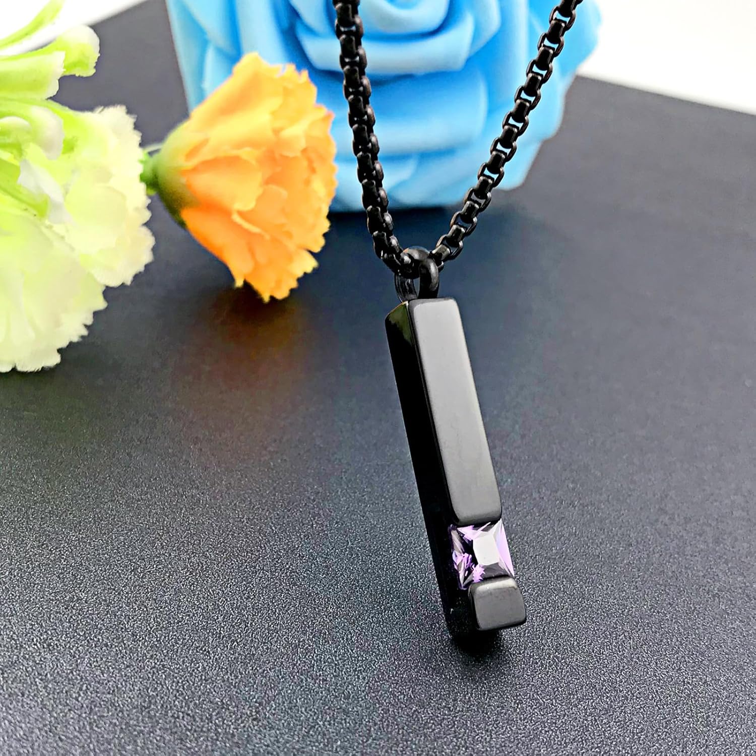 YOUFENG 3 Pieces Cremation Urn Necklaces for Ashes Keepsake Cremation Jewelry Cross Round Bar Birthstone Crystal Stainless Steel Memorial Pendant for Women Men
