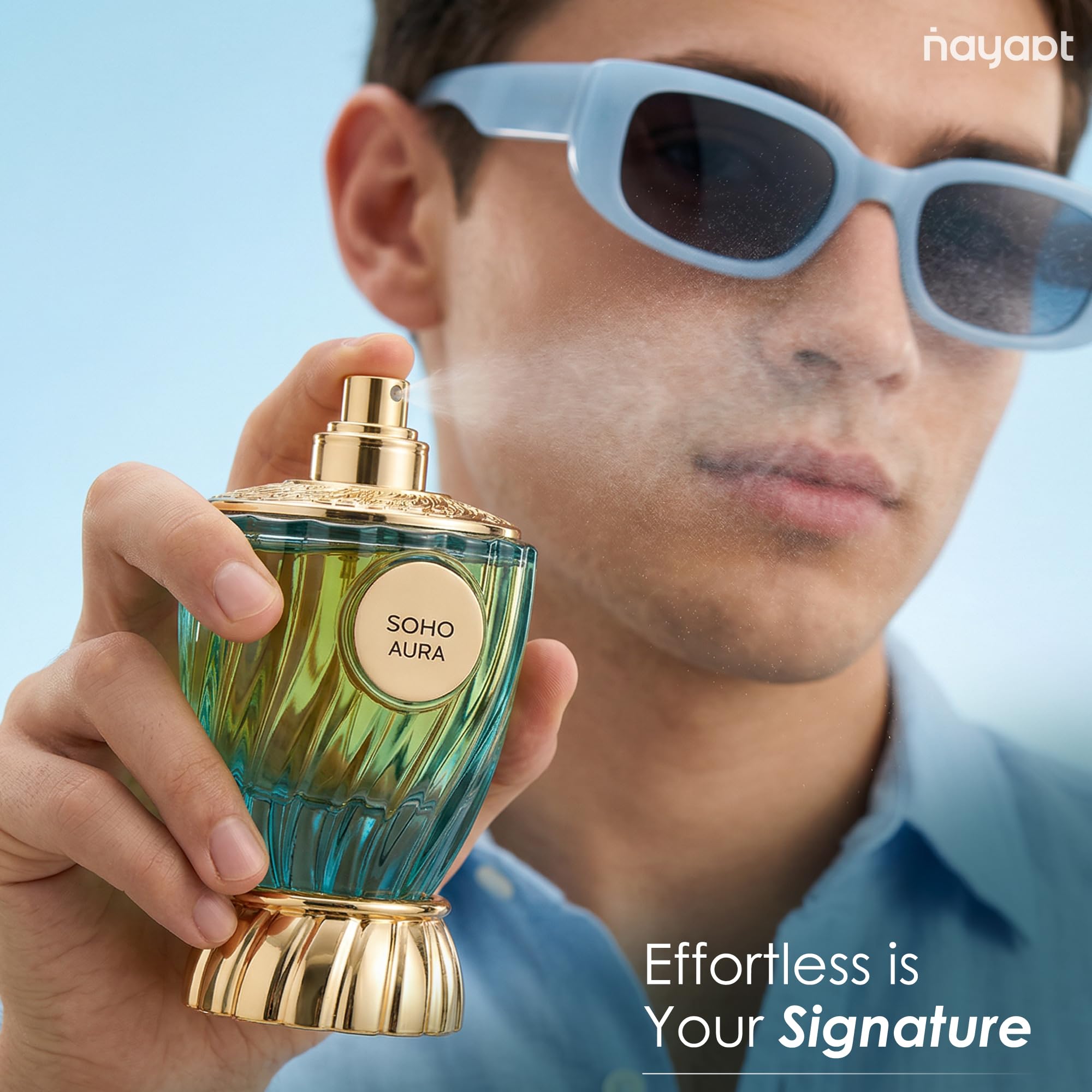 Orientica Nayaat Soho Aura Eau de Parfum 100 ml – Profumo Arabo da Donna con Note Fruttate, Floreali e Dolci, Calendula, Mandarino, Litchi, Gelsomino, Mughetto, Praliné, Muschio, Ambra Grigia e Pesca