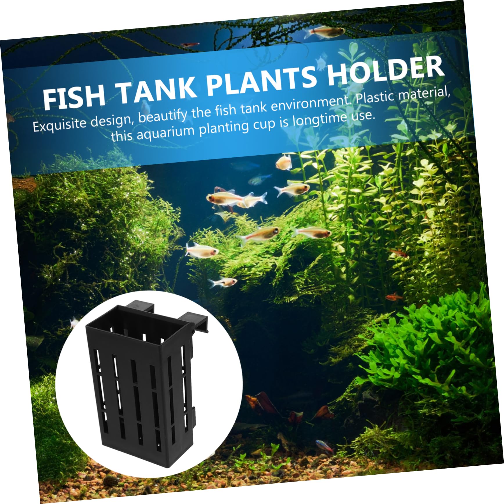 Didiseaon Supporto per Piante Acquatiche Sospeso in Plastica Nero 4 Pezzi per Acquario Fori per Flusso d'Acqua per Piante d'Acqua Dolce in Vasca Pesci