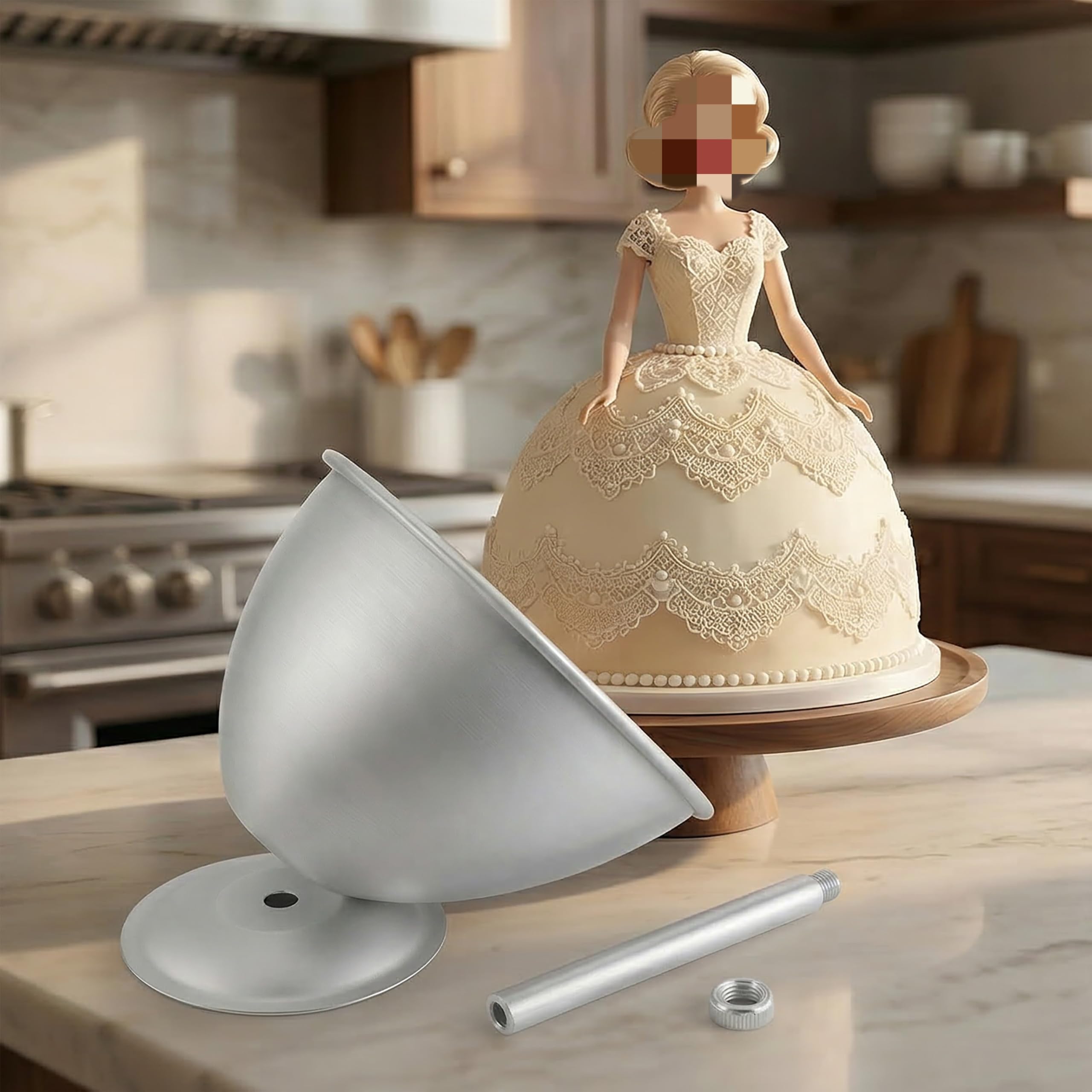 Cedilis 2 Stück Puppenkuchenform, 20,3 cm und 15,2 cm, Prinzessinnenrock-Kuchenform, antihaftbeschichtet, leicht zu reinigen