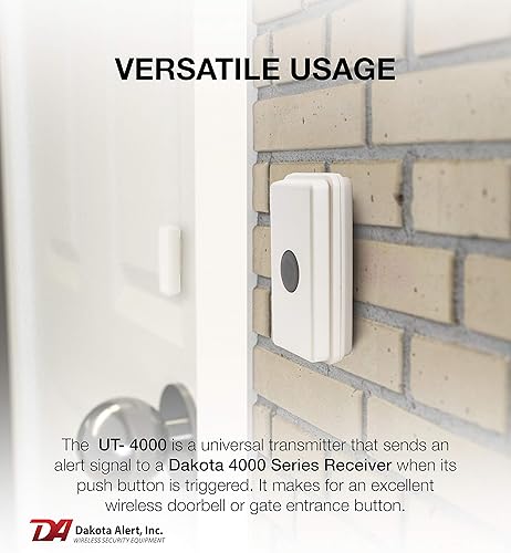 Miniatura 8 de Dakota Alert Timbre UTRE-4K Plus  Campana de puerta inalámbrica de una milla, botón de pánico, contacto con la puerta  Transmisor universal UT-4000