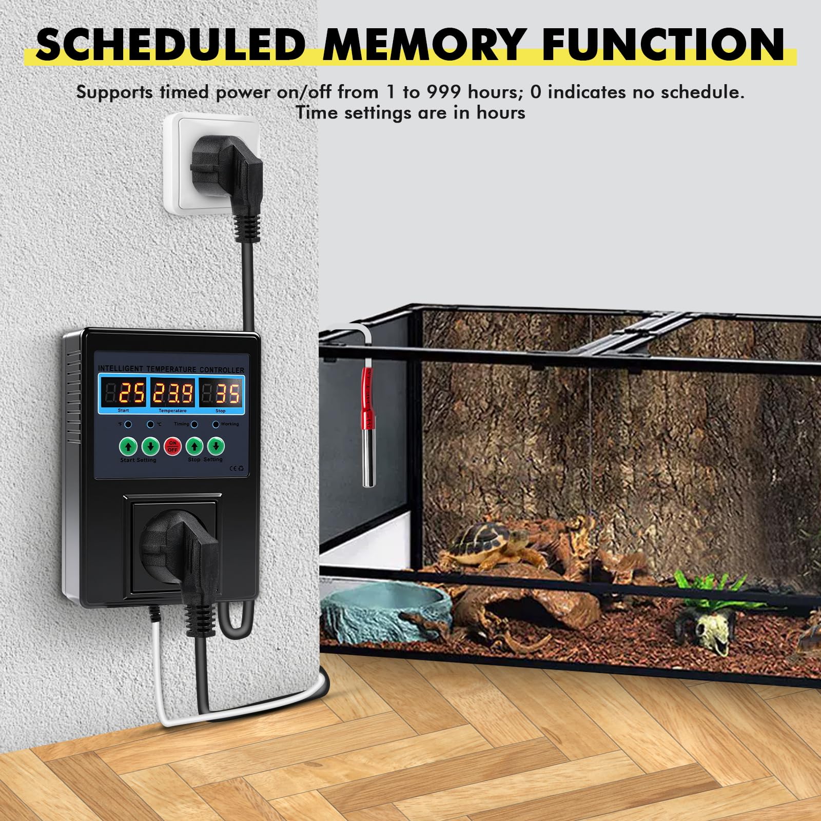Enchufe termostato Digital 230V regulador de Temperatura 15A 1500W Enchufe termostato con sonda Modos de calefacción y refrigeración Temperature Controller pour Serre Aquarium Reptile