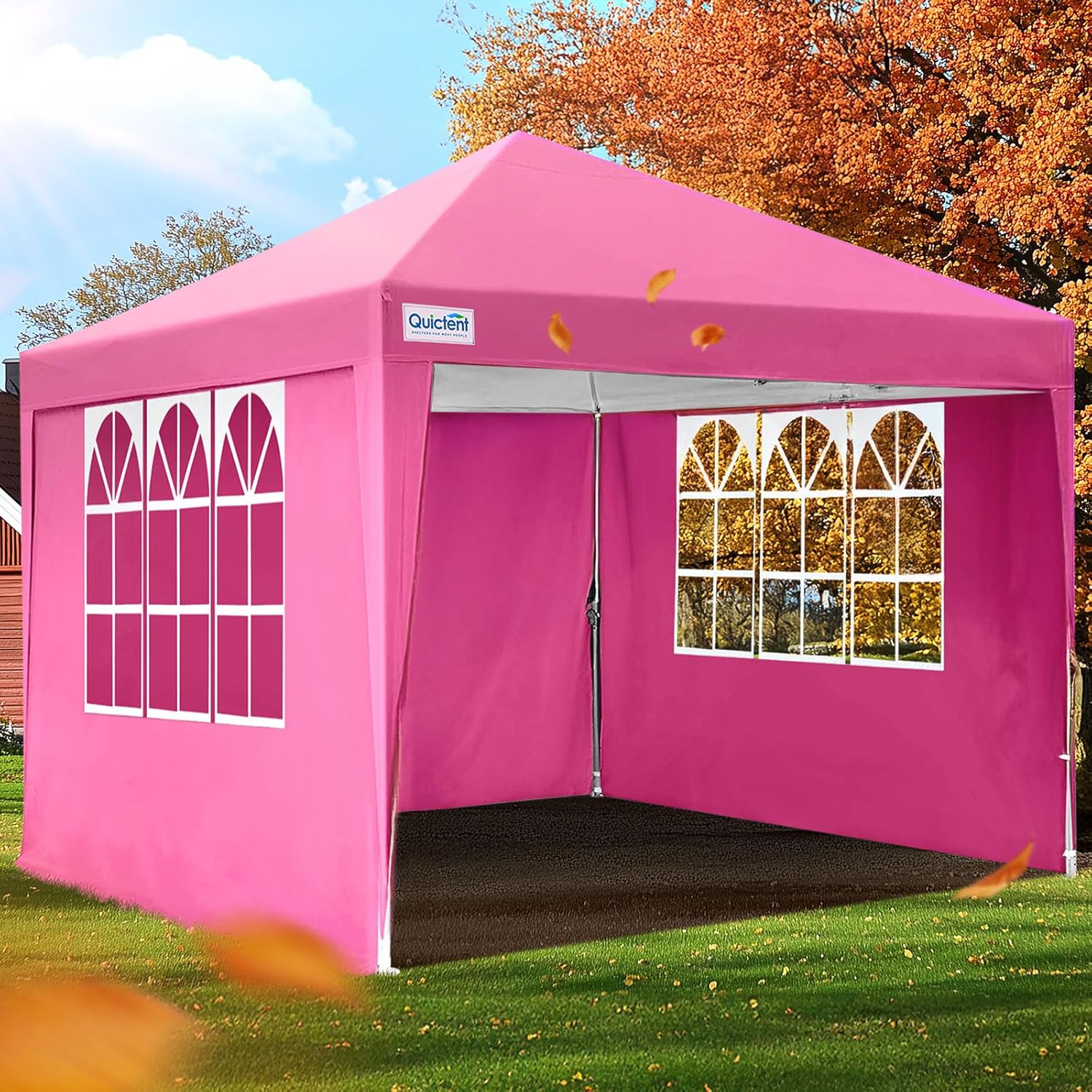 Quictent 10x10 ft Pop up Canopy with Sidewalls Easy up Canopy Tent Instant Shelter with Windows for Outdoor Event Party