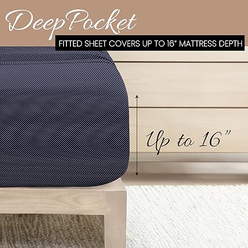 Miniatura 5 de Linen Market Juego de sábanas King de 4 piezas (azul marino)  Duerme mejor que nunca con estas sábanas ultrasuaves y refrescantes para tu cama