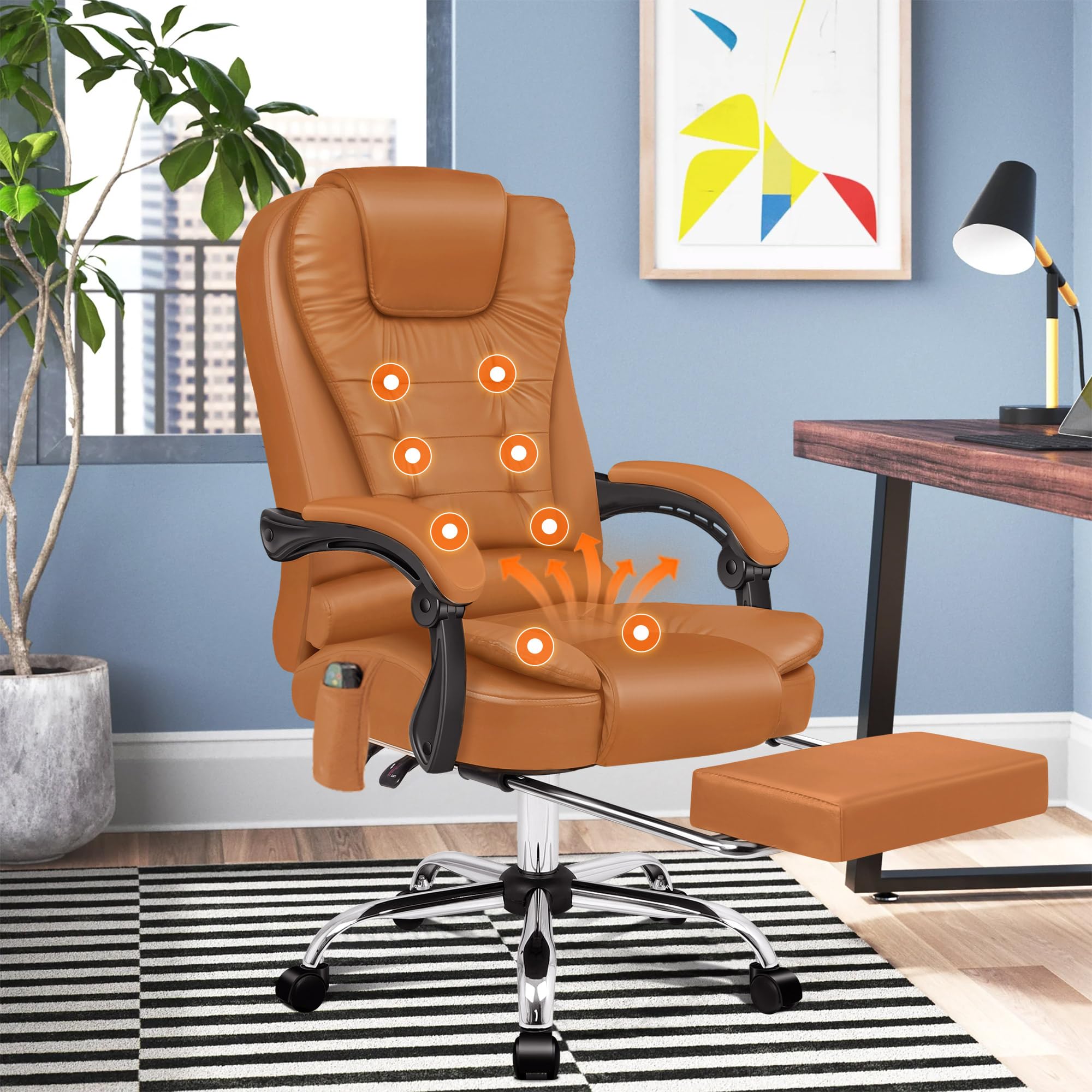 ALFORDSON Massage Office Chair Executive Gaming Racer Heated PU Leather Seat
