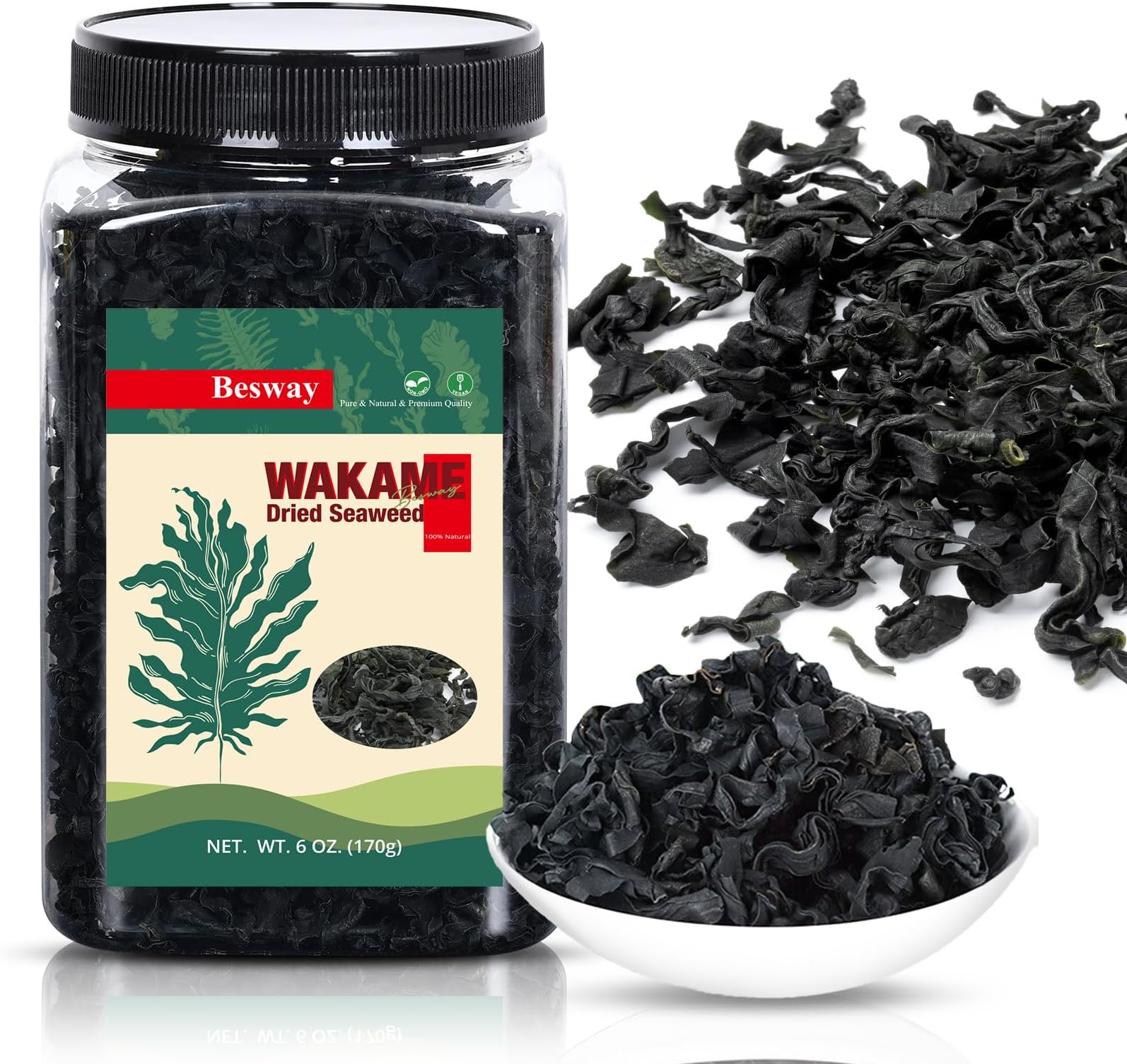 Wakame Seaweed 6 oz, 100% Nature Dried Seaweed for Seaweed Salad, Flavorful Soups & Stews, Healthy Dried Vegetables Non-GMO, Gluten Free