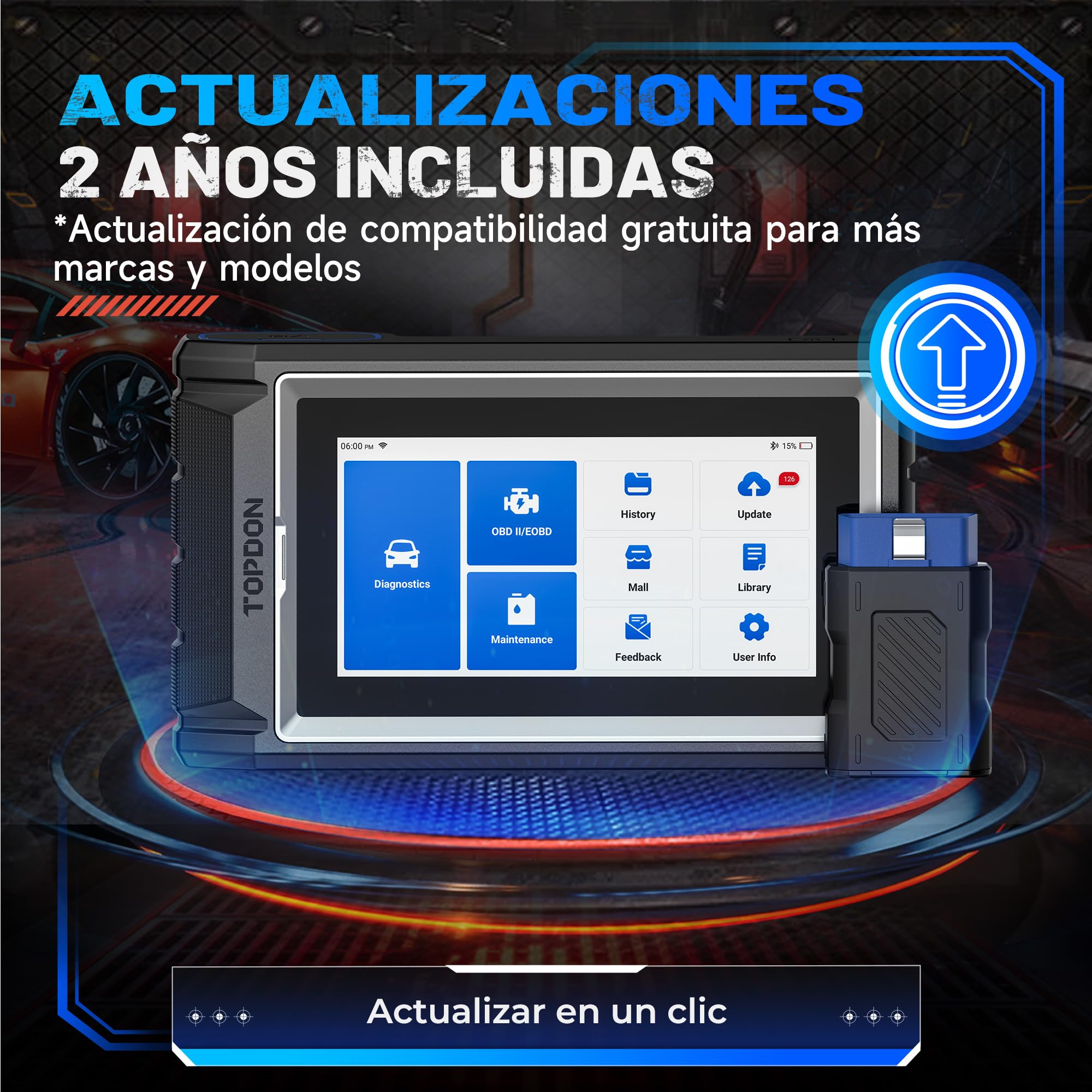 TOPDON ArtiDiag800BT 2 OBD2 - Dispositivo de diagnóstico con Todos los diagnósticos del Sistema 28+ Servicio, Dispositivo de diagnóstico para Coche con Bluetooth, 2 años de Software Gratuito