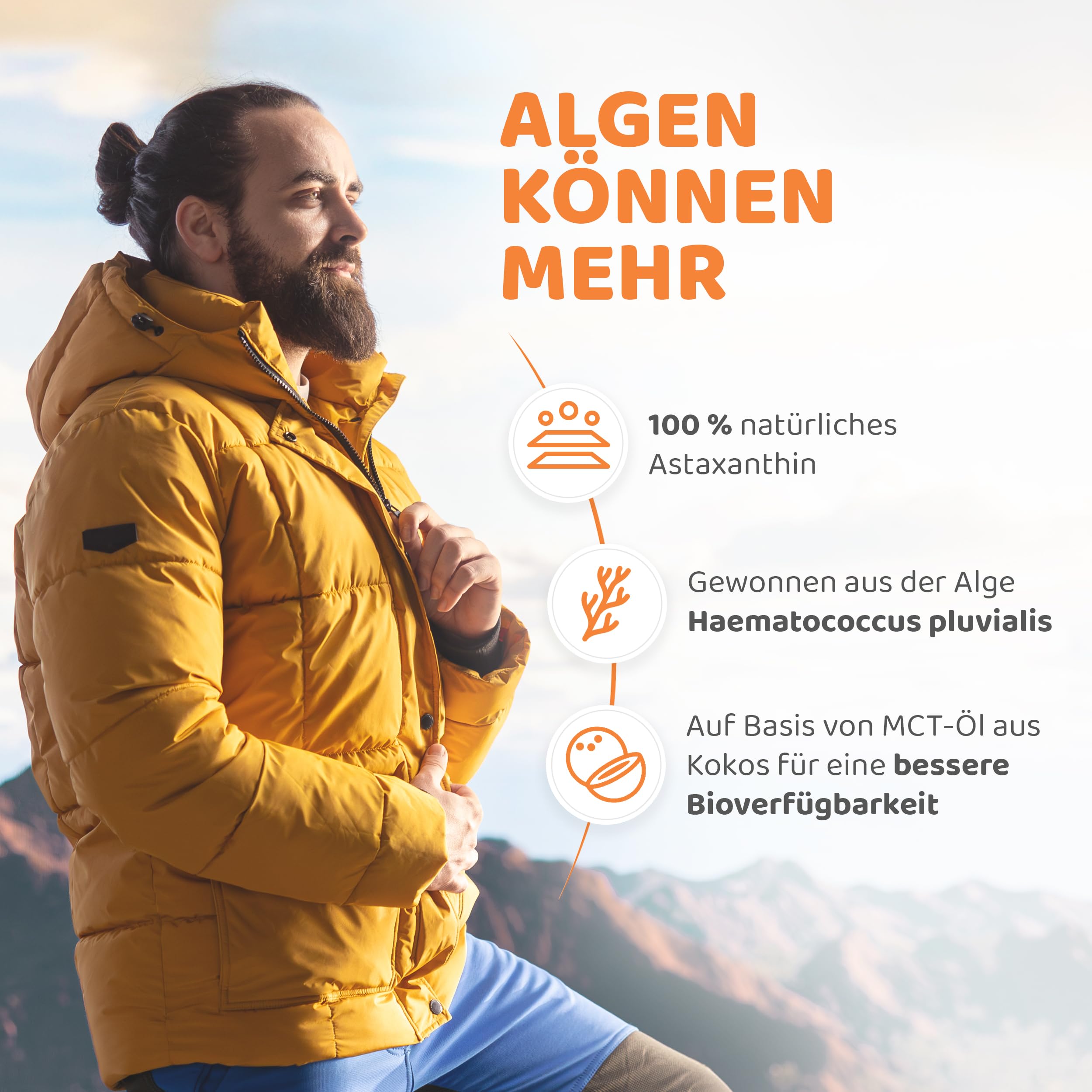 Astaxanthin Liquid - Astaxanthin hochdosiert 8mg pro Tag (60 vegane Kapseln) – flüssiges Astaxanthin aus Haematococcus pluvialis Alge mit MCT-Öl – hohe Bioverfügbarkeit – ohne Zusätze – vitaworld