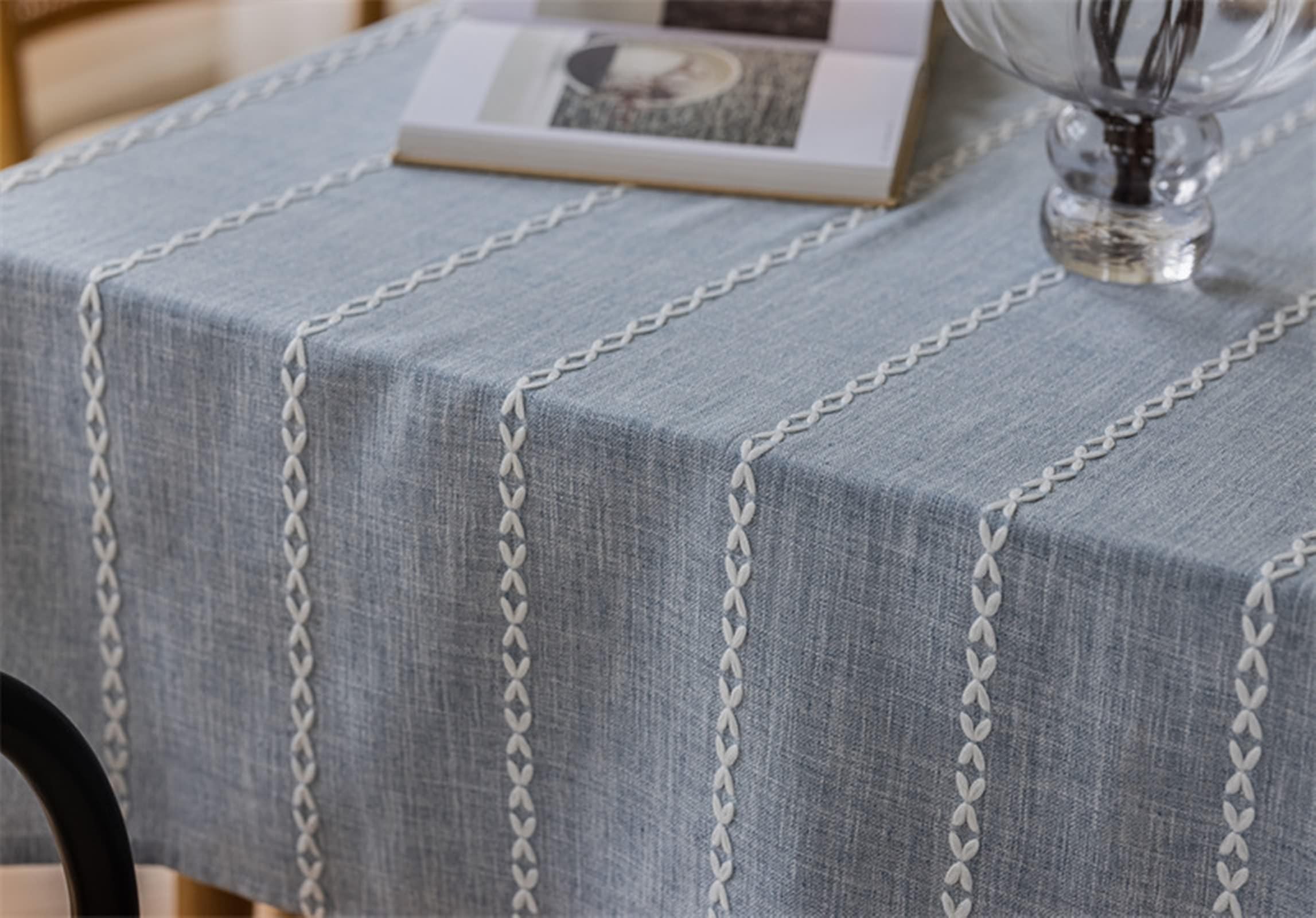Tablecloth Grau, Polyester Tischdecke Outdoor Volltonfarbe Tischdecke Rechteck 135X240CM für Wohnzimmer, Esszimmer, Balkon, Garten