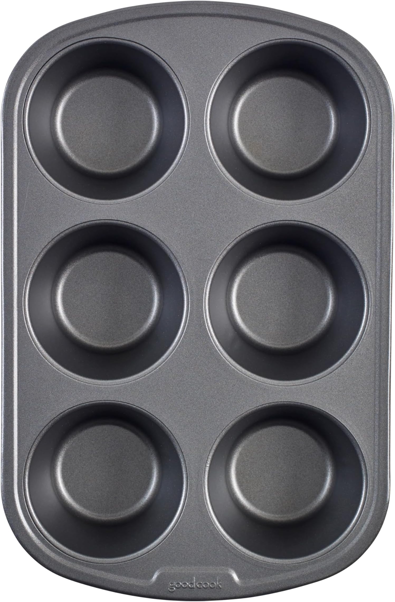 GoodCook Everyday Nonstick Steel Jumbo Texas Muffin Pan, 6-cup, Gray