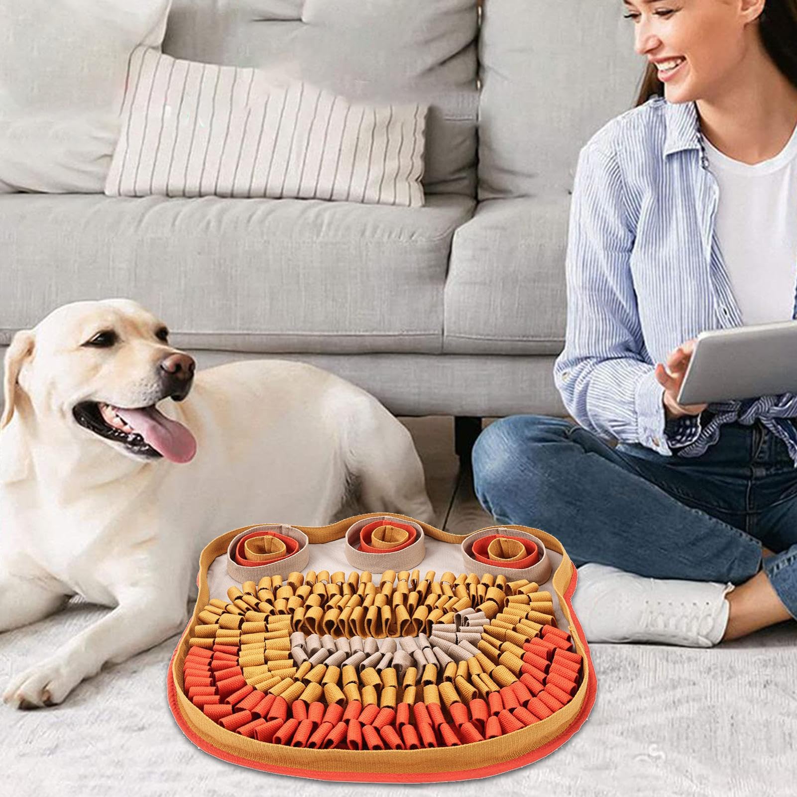 Tapis de Fouille pour Chiots Jouet D'Enrichissement De 48x48 Cm Qui | Tapis de Fouille Pour Intérieur Extérieur Salon Chiots Races Petites Moyenne