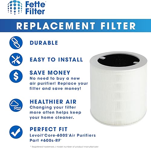 Miniatura 7 de Fette Filter - Filtro de repuesto para purificador de aire compatible con LEVOIT Vista 200 prefiltro 3 en 1, filtro True HEPA, filtro de carbón