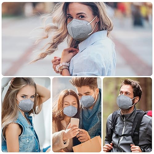 Miniatura 49 de akgk Mascarilla KN95 de 50 unidades, mascarillas de protección transpirable, envueltas individualmente, mascarillas KN95 negras de 5 capas, máscaras