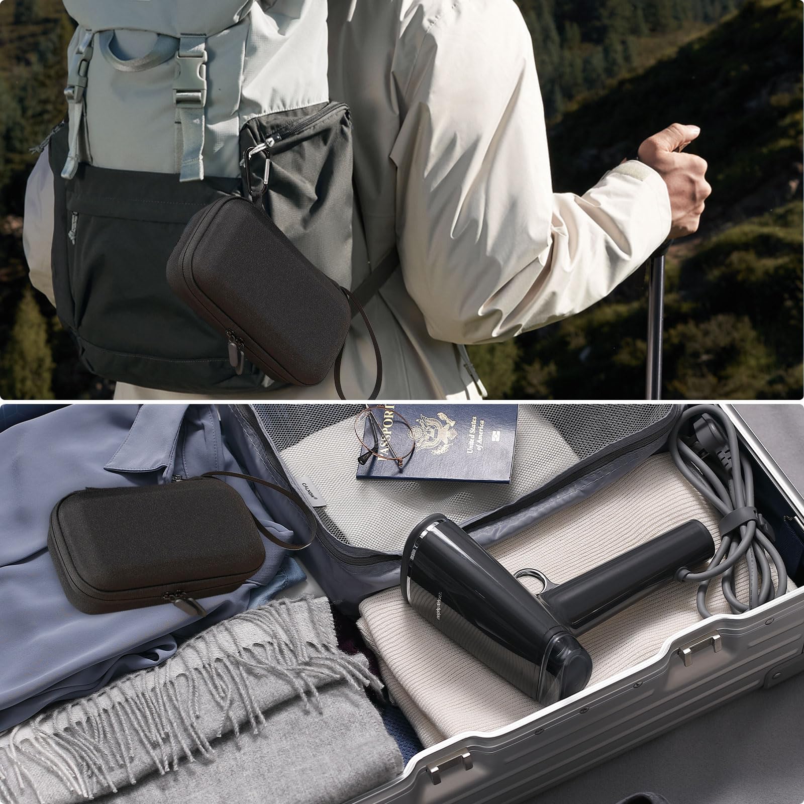 Osmo Mobile 7 Case, DJI OM 7/OM 7P Gimbal Case, przenośna torba do przechowywania PU do Osmo Mobile 7 i 7P Stabilizator Akcesoria, jasnoszara, czarny, 23 x 13 x 7.5 cm, Classic