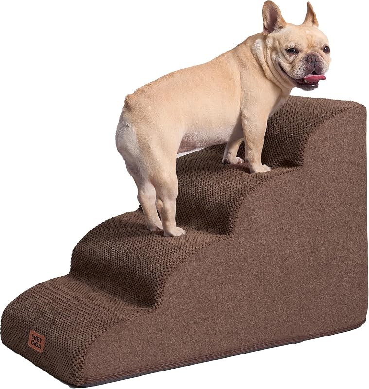 Escada Curva para Cães e Gatos EHEYCIGA com 4 Degraus em Espuma 50,04 cm