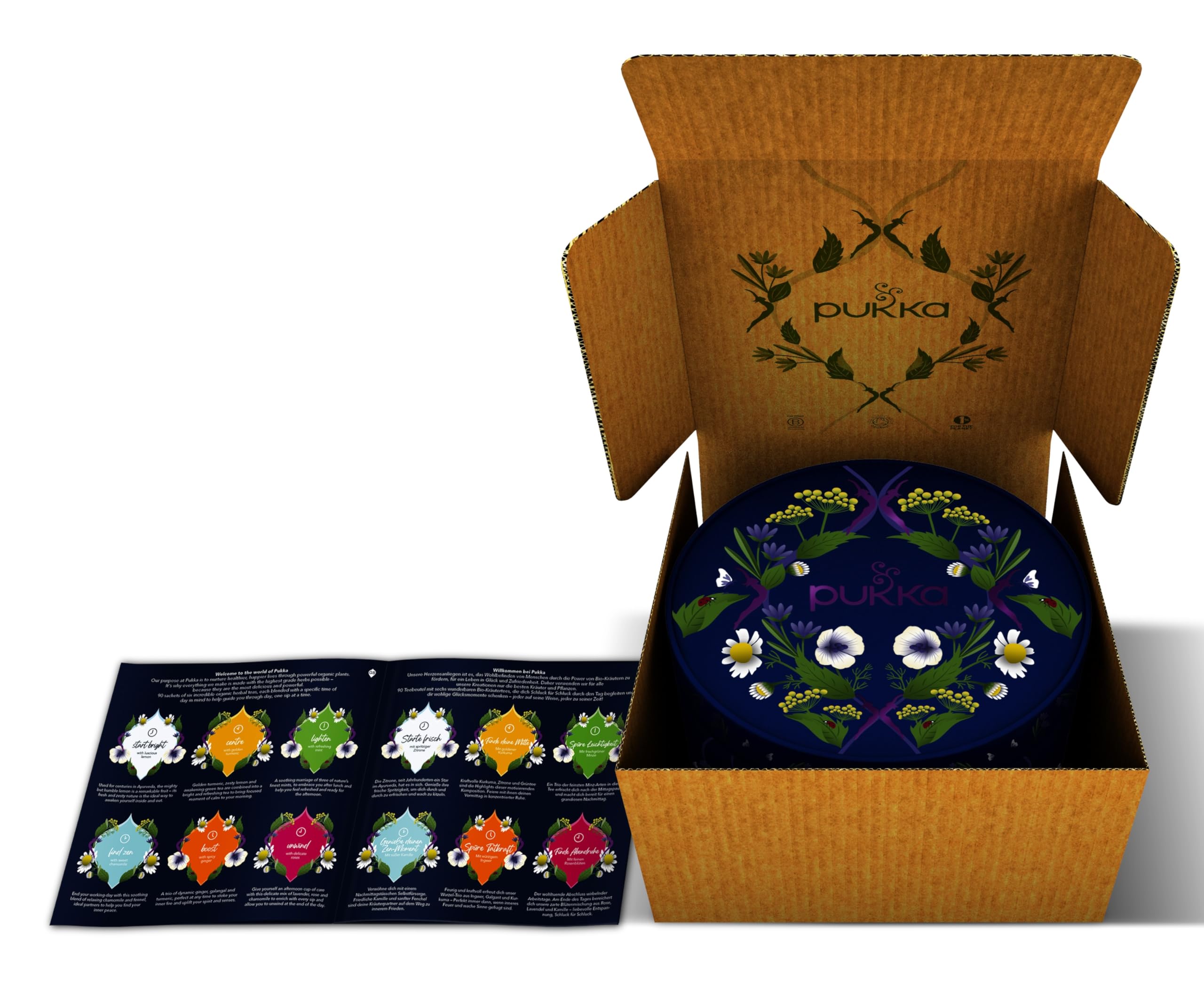 Pukka | Estuche de descubrimiento Prestige regalo | Selección Surtido de 6 tés e infusiones 100% orgánicos | 90 bolsitas de té Matcha, Jengibre, Miel, Menta, Manzanilla | Idea de regalo para mujer y