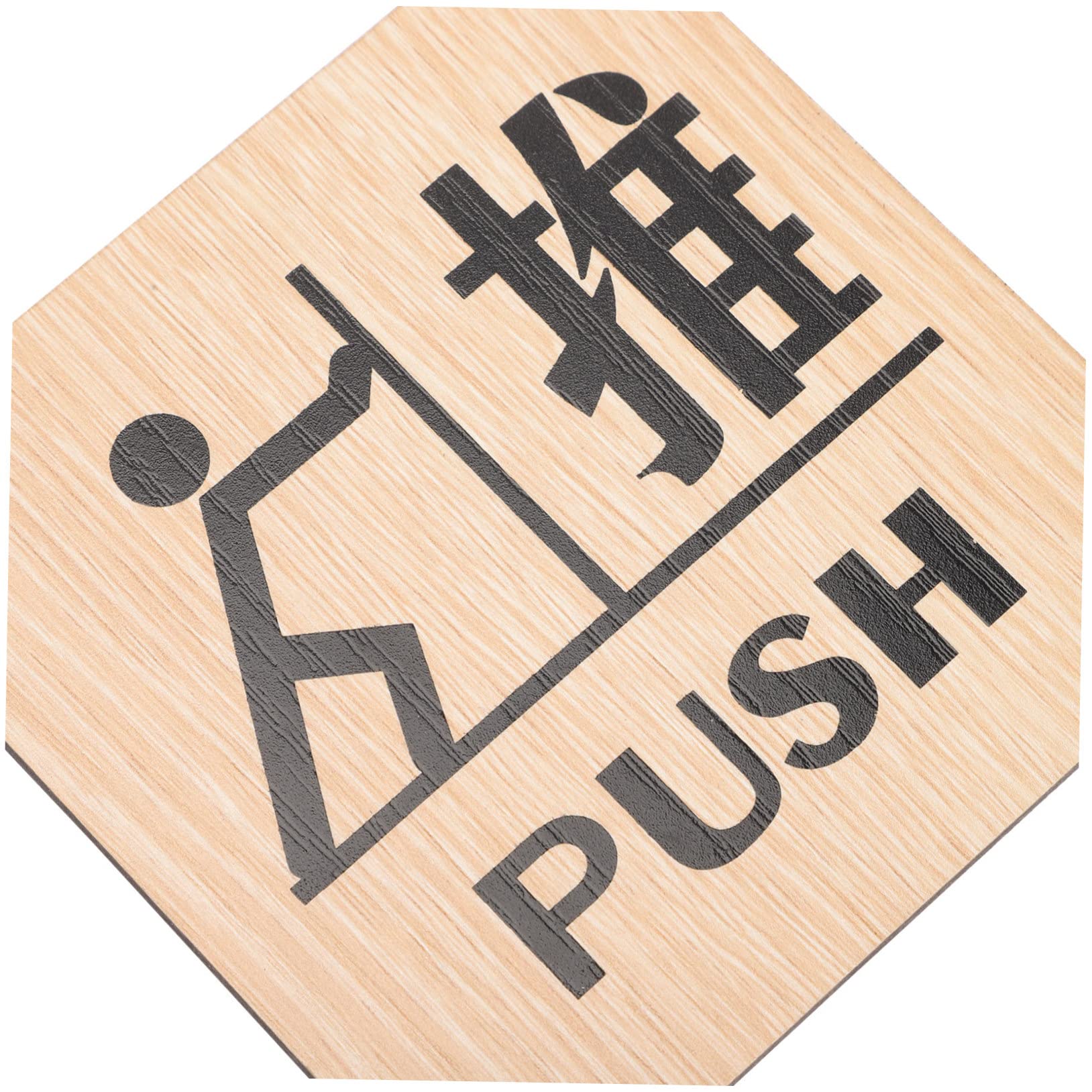 Set Da 2 Cartelli In Legno Push/Pull Per Porte – Adesivi Per Porte Scorrevoli, Indicazioni Per Negozi E Uffici, Colore Marrone Chiaro