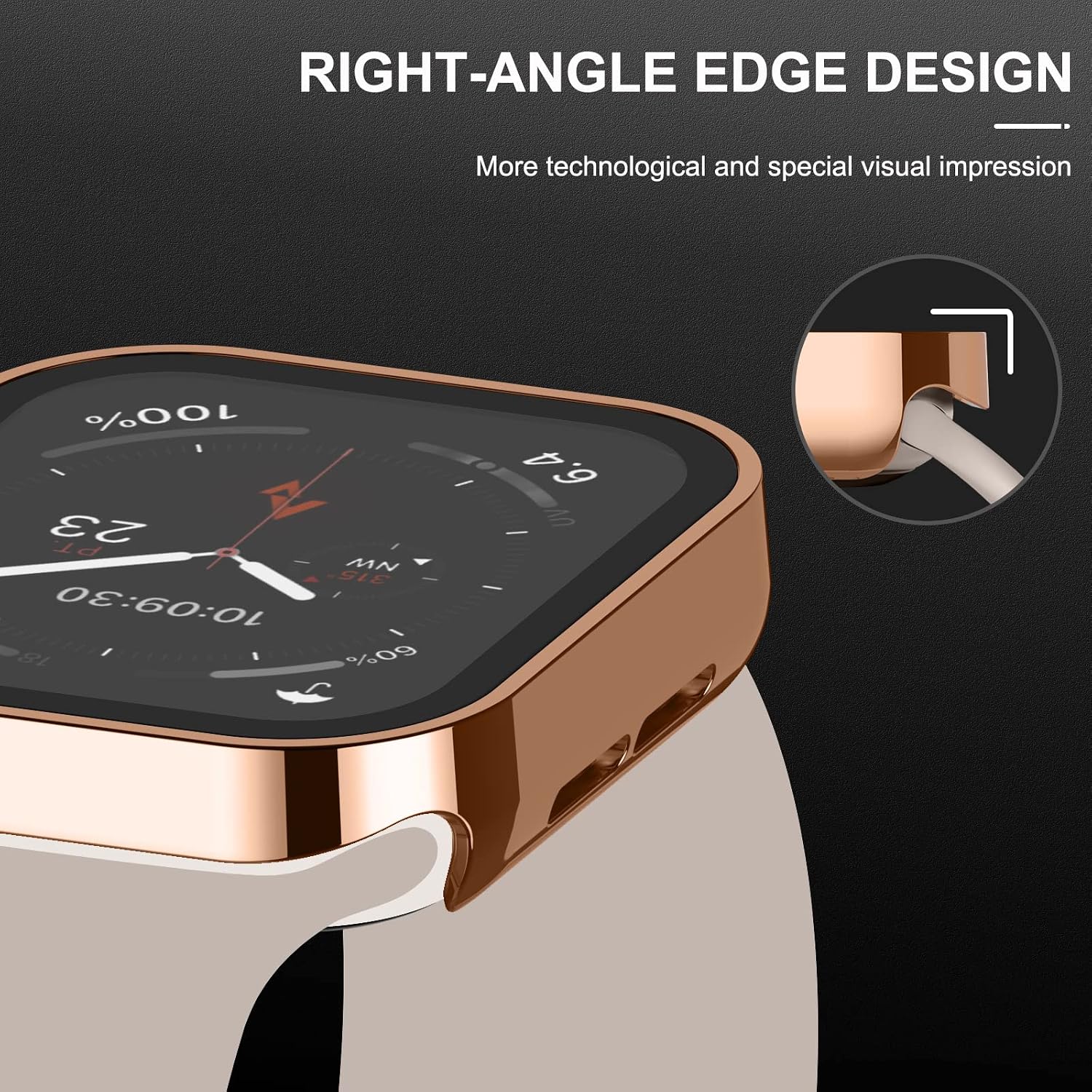 Adepoy 2 Pack Hard Case Compatible with Apple Watch 45mm Series 9 Series 8 Series 7 with Tempered Glass Screen Protector, Rosegold/Clear Ultra-Thin Durable Protective Cover for iWatch image 3