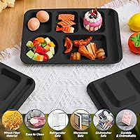 Vista 36 de Pinkunn 12 Pcs 14'' Large Divided Plates Unbreakable Wheat Straw Lunch Trays 6 Compartments Cafeteria Trays Microwave Dishwasher Safe Food Separator