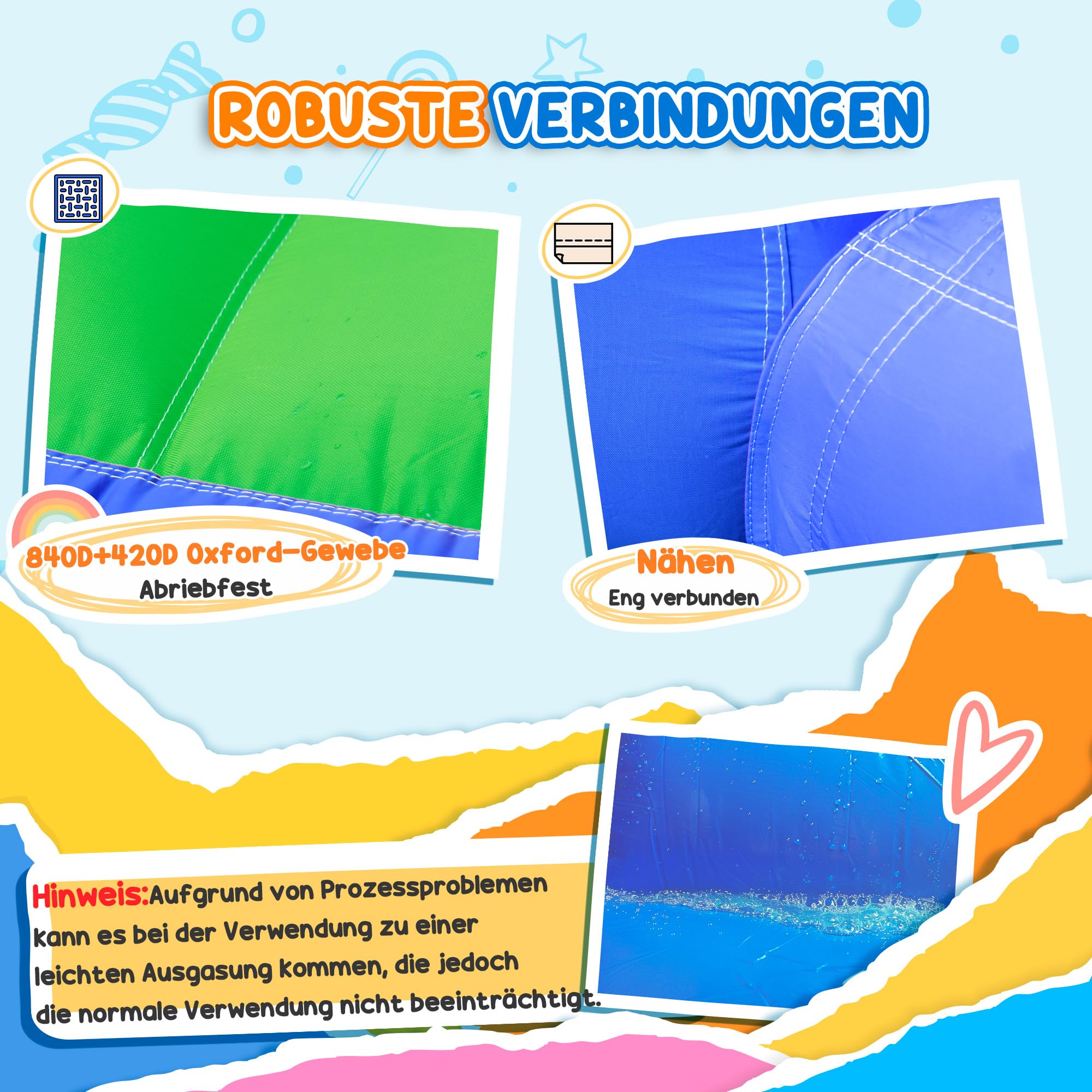 Outsunny Aufblasbare Hüpfburg mit Gebläse, Wasserspielcenter inkl. Sicherheitsnetz, Wasserrutsche, Spielburg Wasserpark für Kinder 3 bis 8 Jahre, 330 x 280 x 200cm