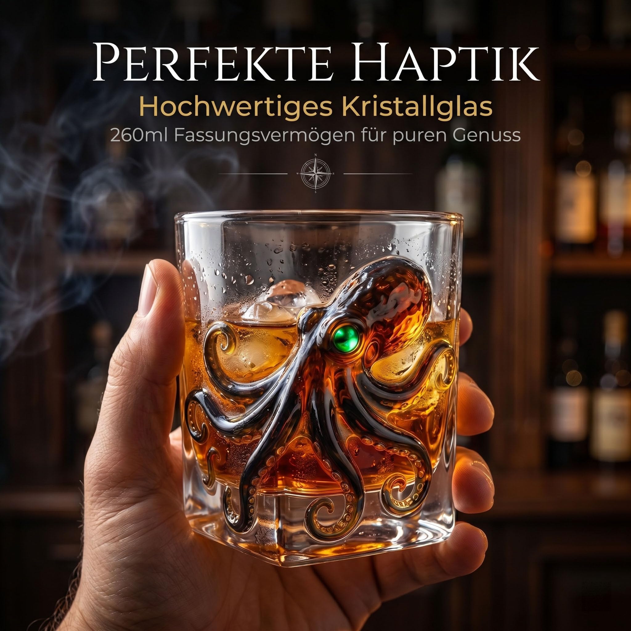 Juego de whisky con forma de pulpo en 3D | Decantador + 2 vasos | Perfecto para whisky, ron, bourbon o cócteles; un regalo único para hombres, aficionados a los bares y coleccionistas.
